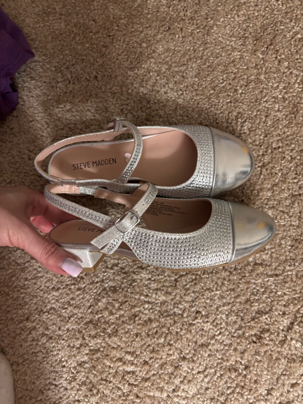 Steve Madden Silver Rhinestone Mary Jane Heels